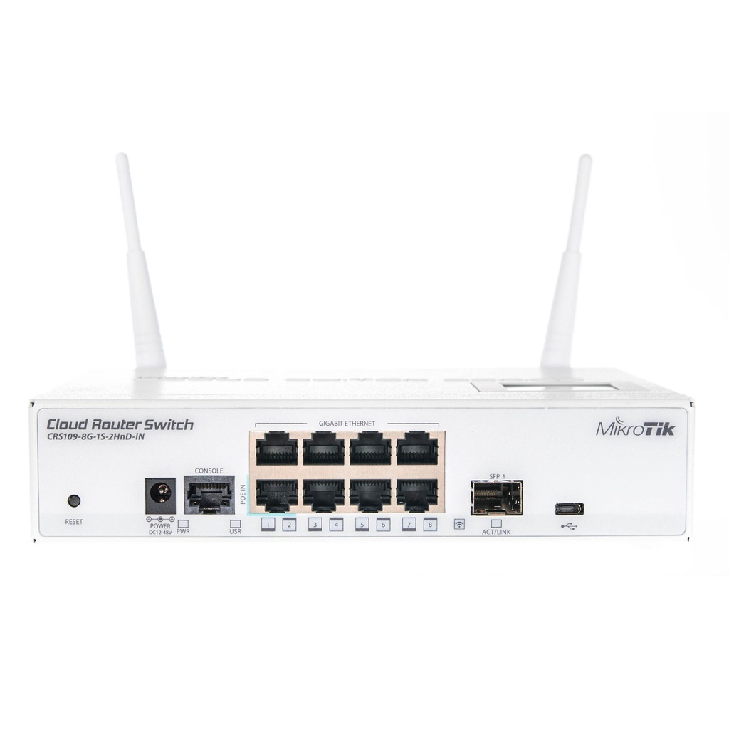 Mikrotik Routerb. 8x Giga Switch 1 SFP wireless 11b/g/n  L5