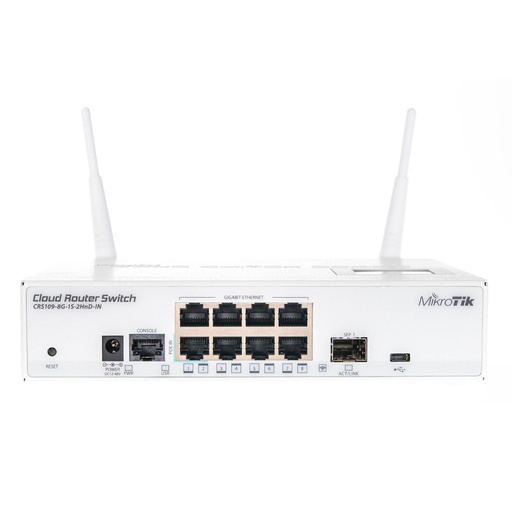 [MI-CRS109-8G-2ND-IN] Mikrotik Routerb. 8x Giga Switch 1 SFP wireless 11b/g/n  L5