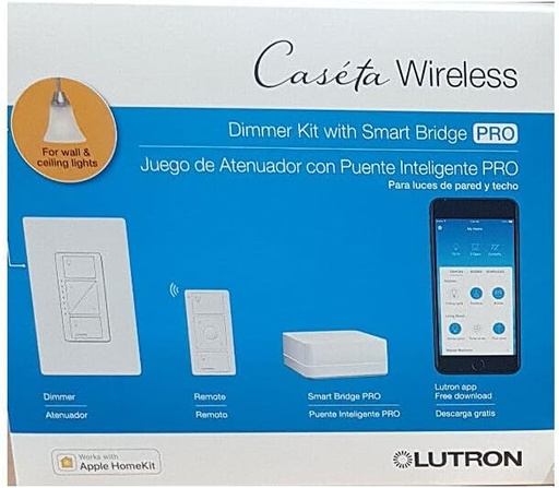 [0.0][P-BDGPRO-PKG1W] LUTRON DIMMER KIT SMART  BRIDGE PRO W/ 1 DIMMER 1 REMOTE