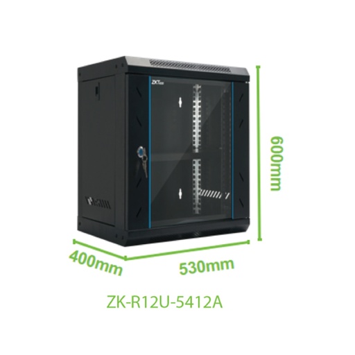 [3.0][ZK-R12U-5412A] ZK-TECO GABINETE 12U DE PARED FIJO 16'' PROFUNDIDAD